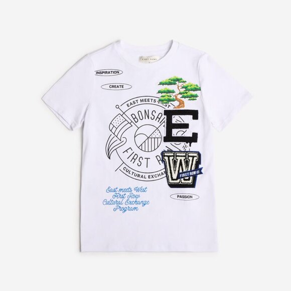 First Row Grade School Patch Graphic Tee Shirt Short Sleeve White Youth Unisex - Picture 1 of 12